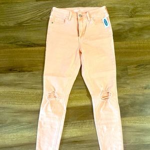 Peach Distressed Skinny Jeans